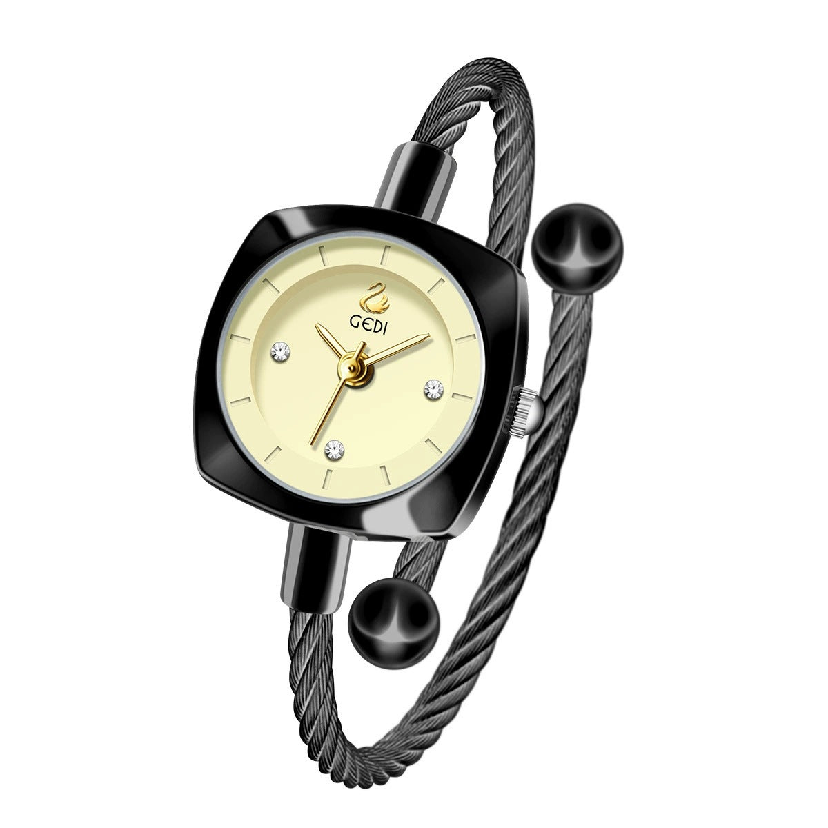 Women's Minimalist Swan Woven-Metal Bangle Quartz Watch