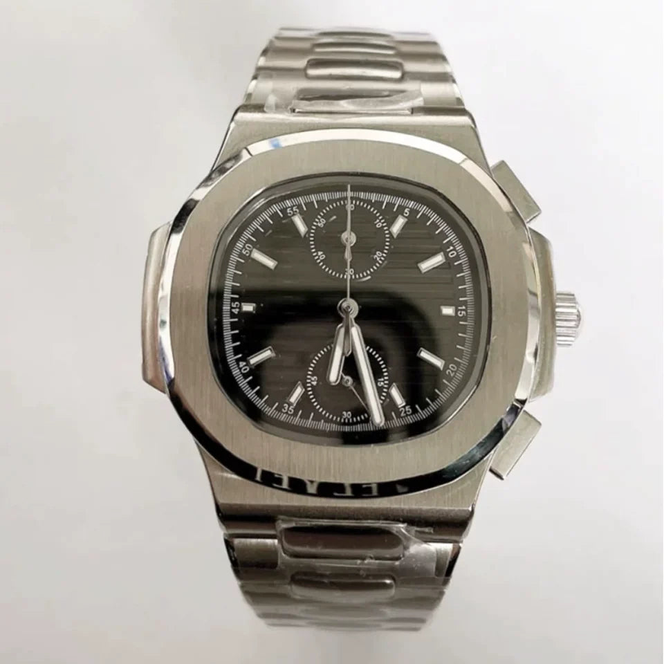 No Logo Men's 41mm Nautilus Style Watch VK61 Movement Modified