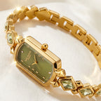Women's Olive-Green Zircon Vintage Bracelet Quartz Watch