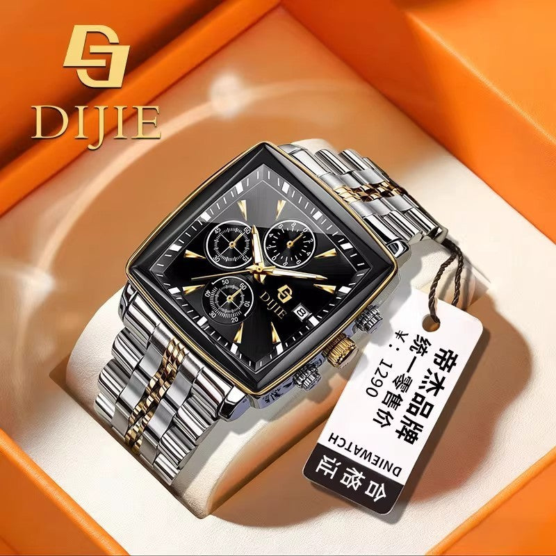 GESMART Men's Small Three Hands Quartz Watch Steel Band Business Casual Fashion