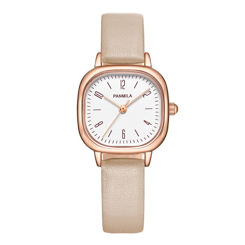GESMART Women's Small Square Quartz Watch Leather Band Minimalist Elegant Ladies Wristwatch