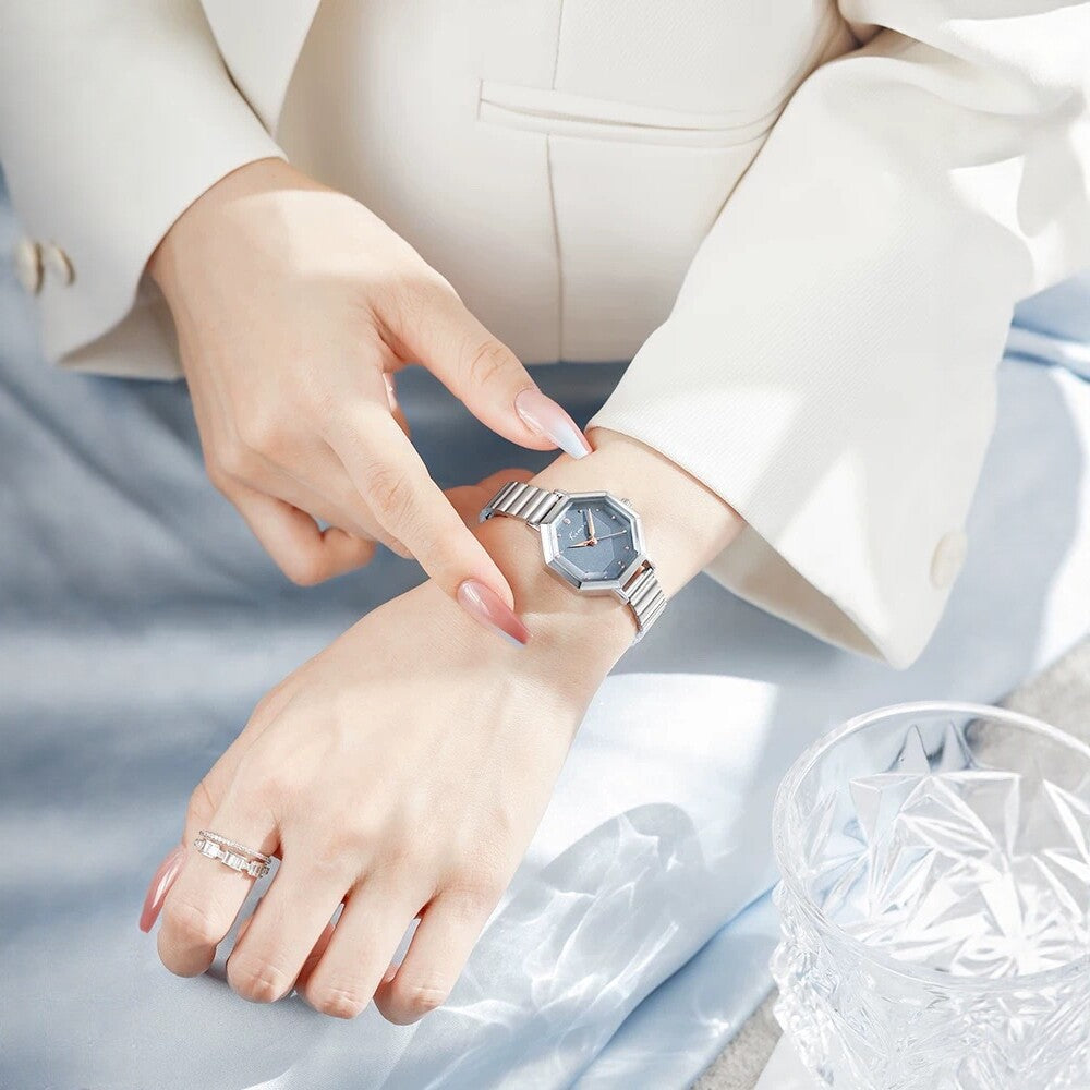 Women's Octagon Minimalist Steel-Band Quartz Watch