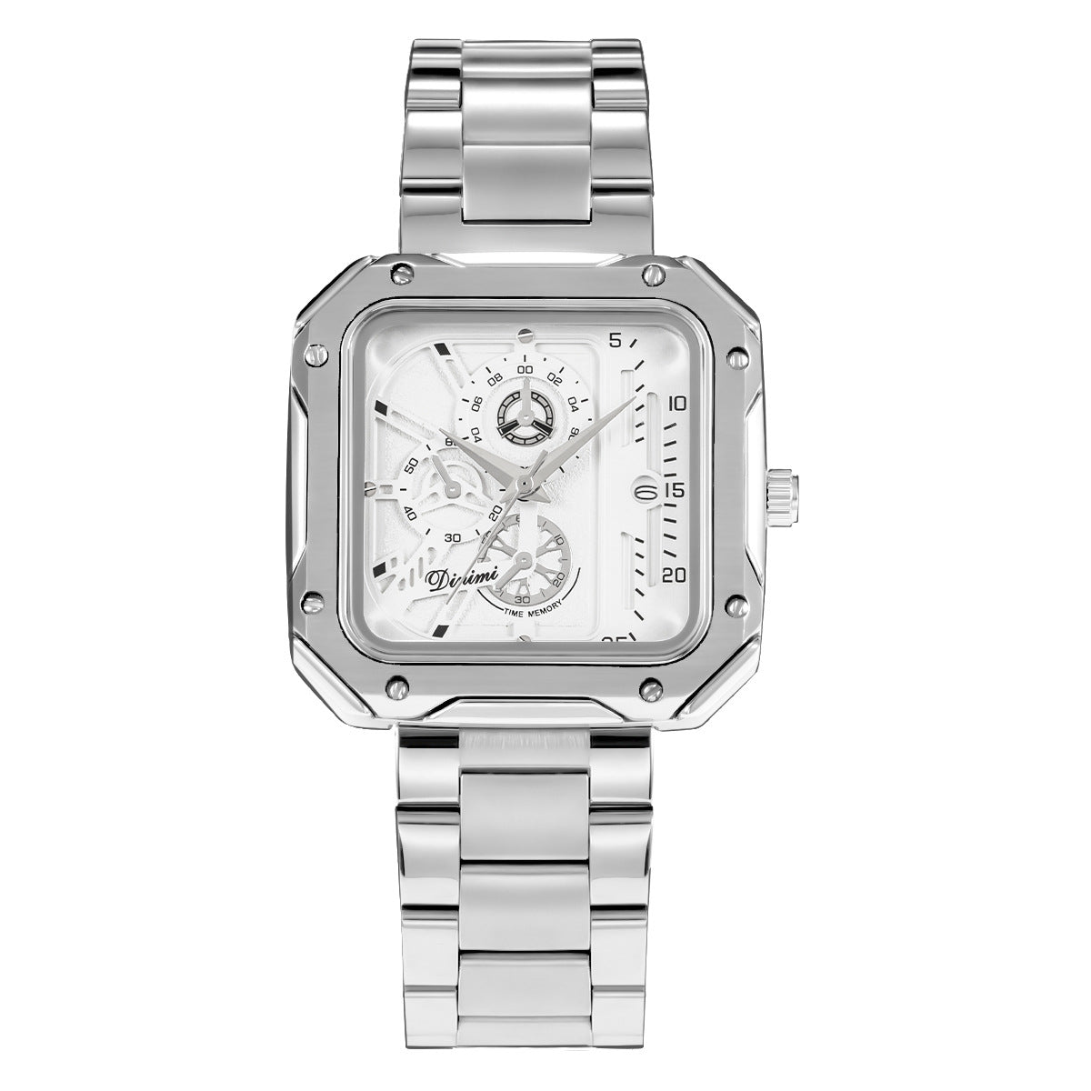 Unisex Couple Square Dial Watch with Steel Bracelet