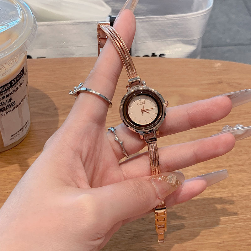 Women's Delicate Bracelet-Style Quartz Watch, Small Dial