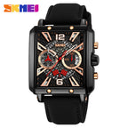 GESMART Men's Square Chronograph Quartz Watch Calendar Multifunction Water Resistant Leather Band Sports