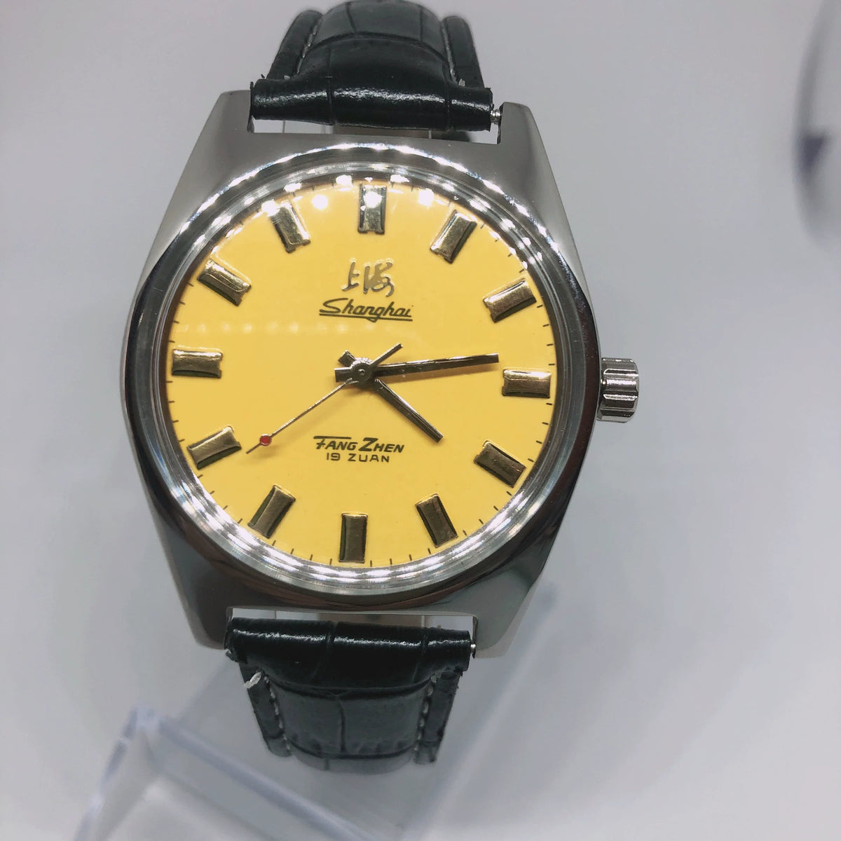 Vintage 7120 Manual Wind Mechanical Watch Yellow Colorful Dial Business Shanghai