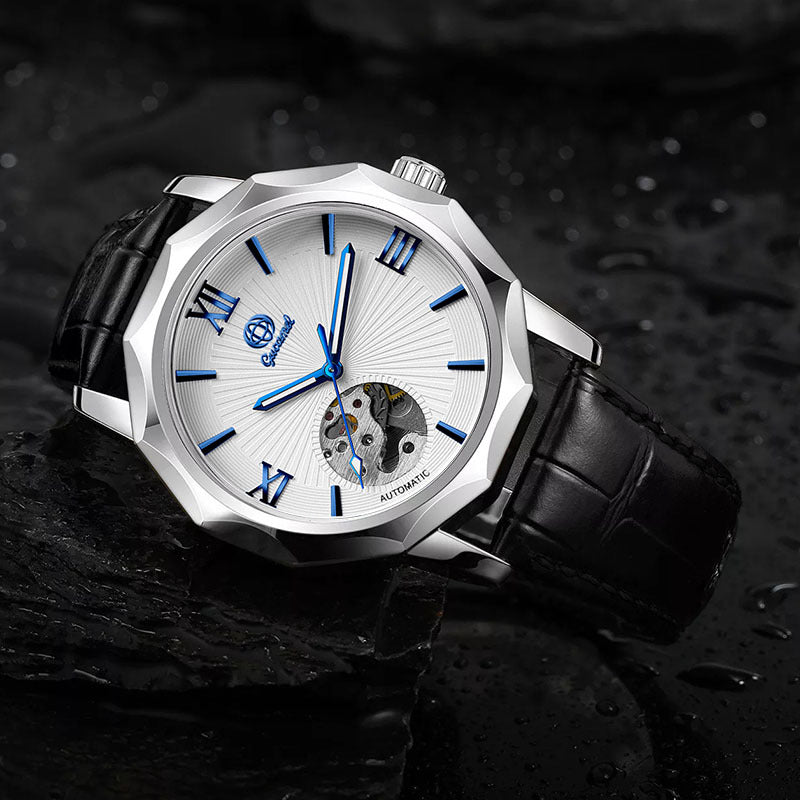 GESMART Men's Polygon Shape Dial Automatic Mechanical Watch European American Fashion