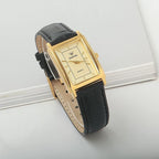 Diamond Brand Vintage Quartz Watch Titanium Rectangular Leather Strap NOS New