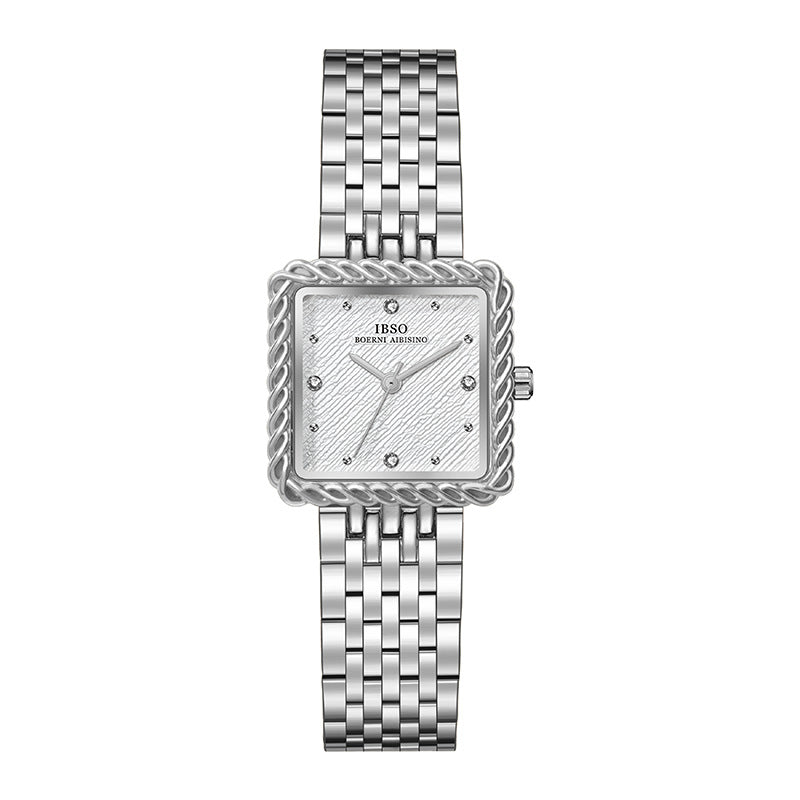 Women's Square Gold-Tone Vintage Steel-Band Quartz Watch