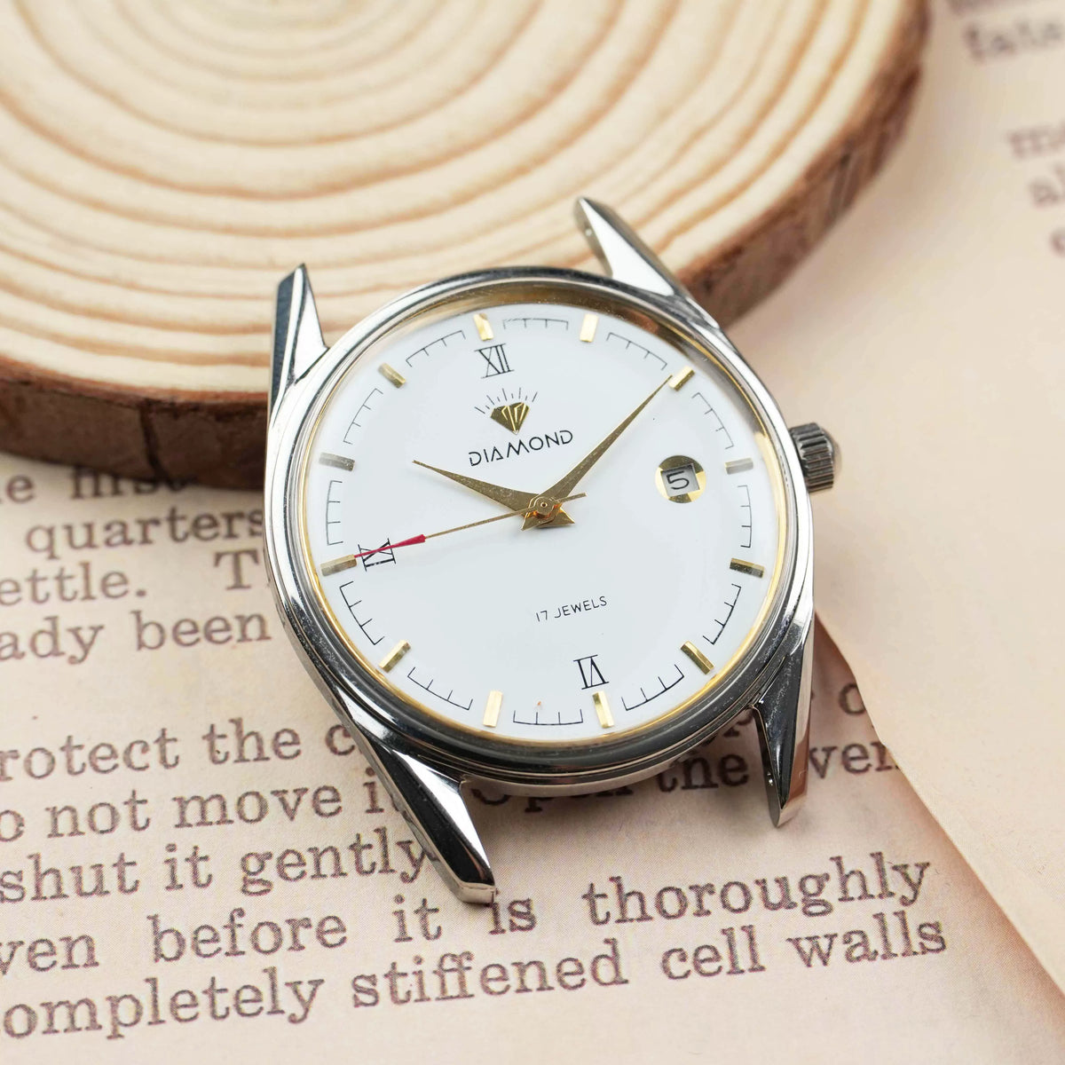 Vintage Diamond Brand Manual Wind Mechanical Watch Steel Bracelet 17 Jewels NOS