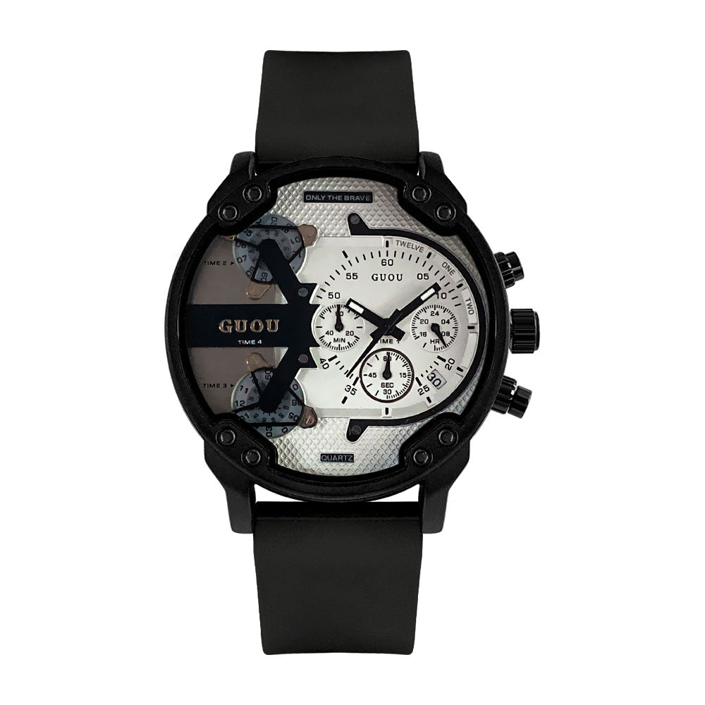 GESMART Unisex Quartz Watch Multifunction Five Hands Silicone Band Outdoor Casual Style