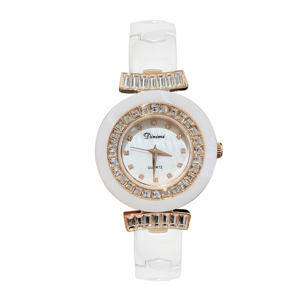 Women's Ceramic-Strap Waterproof Quartz Watch