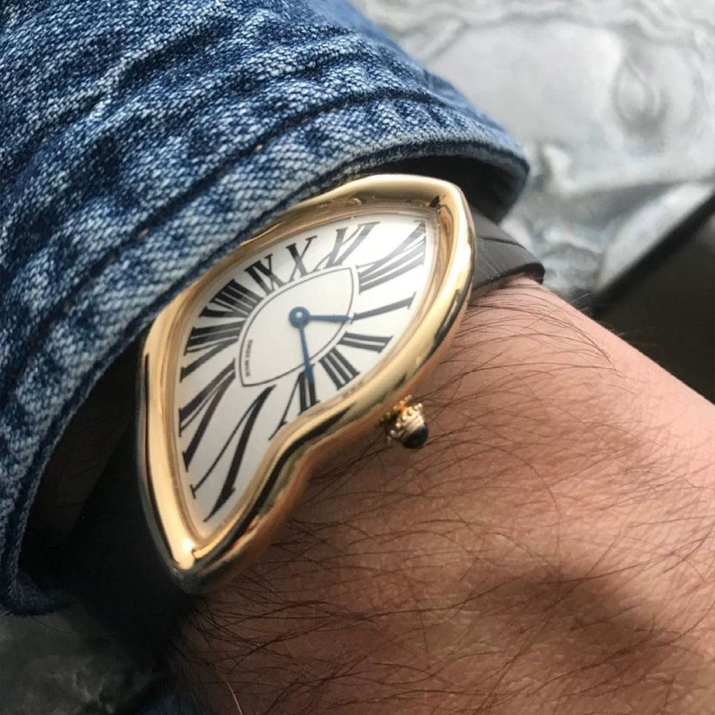 GESMART Men's Y2K Alien Shape Melting Distorted Quartz Watch Fashion Premium Niche Design Wristwatch