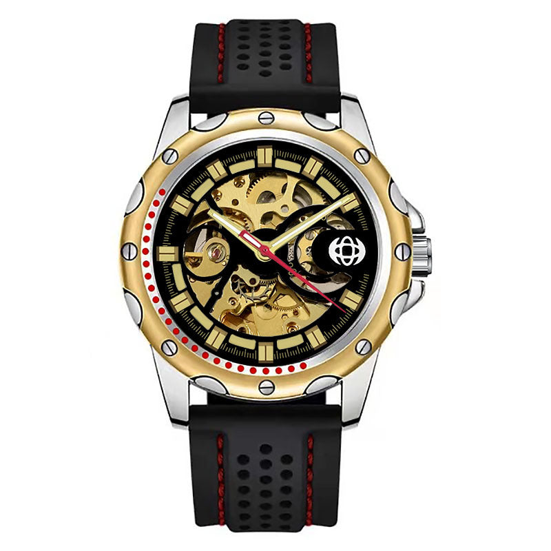 GESMART Men's Skeleton Automatic Mechanical Watch Silicone Band Sports Fashion