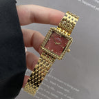 Women's Square Gold-Tone Vintage Steel-Band Quartz Watch