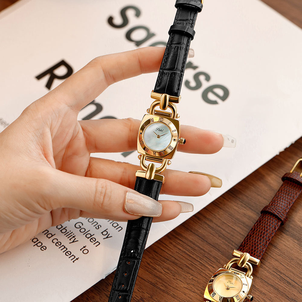 GESMART Women's Square Retro Quartz Watch Compact Leather Band Water Resistant Vintage Ladies Wristwatch