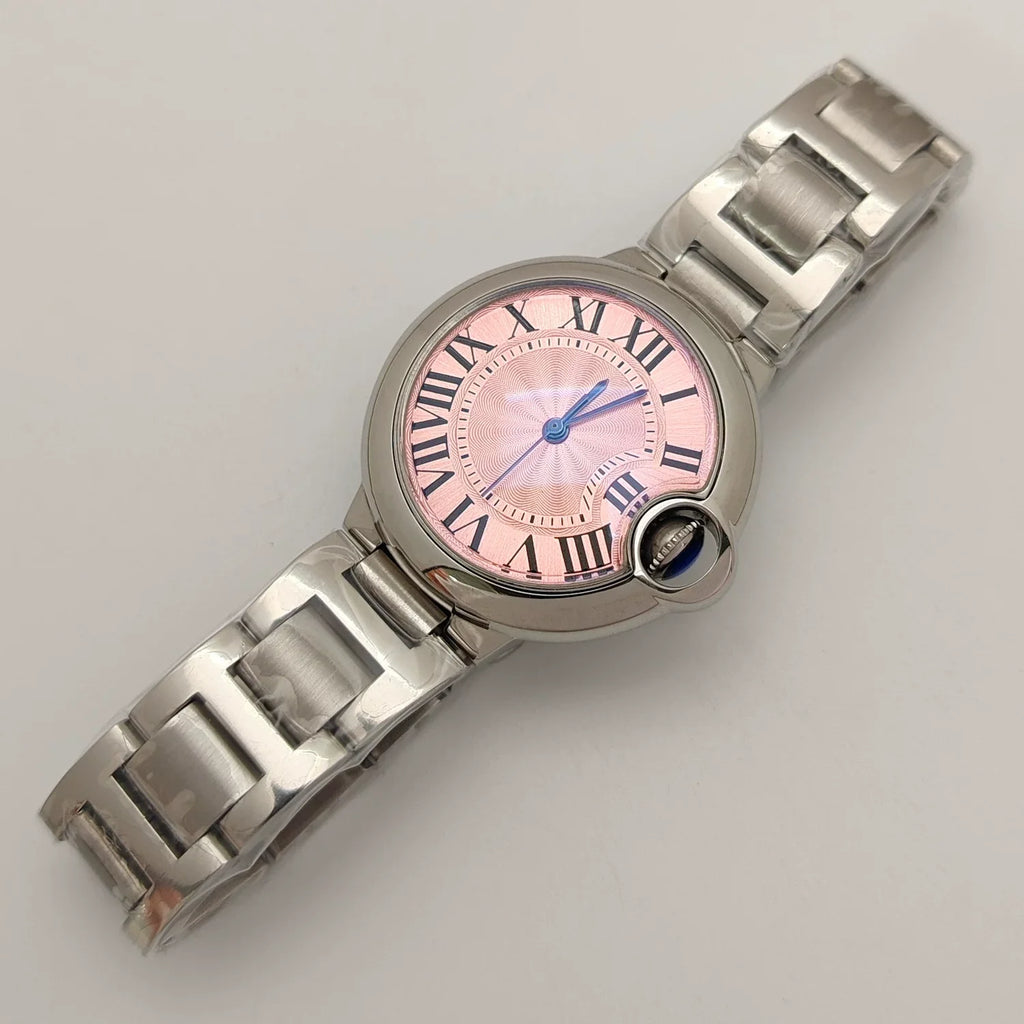 Ladies 33mm Watch Stainless Steel Case Bracelet Non-Luminous Hands NH05 Movement