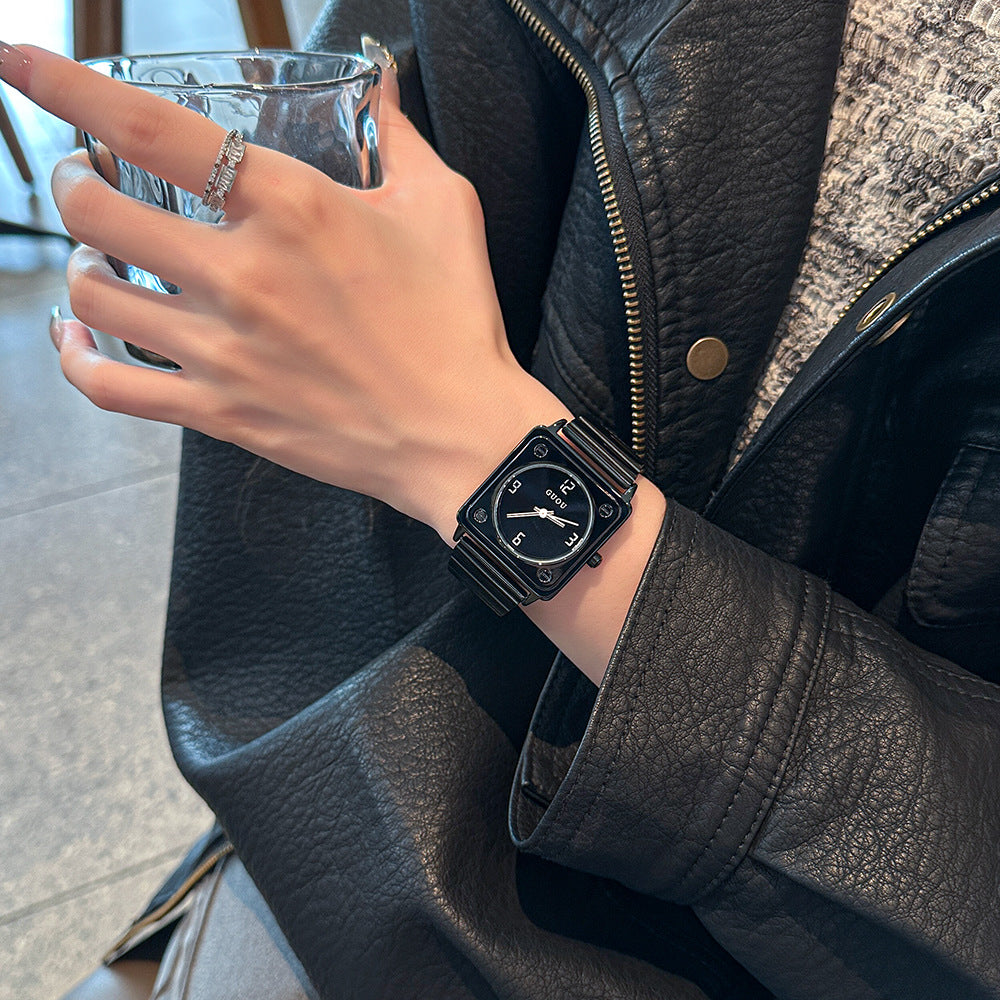 GESMART Autumn New Women's Square Large Dial Steel Band Watch Minimalist Fashion Premium Ladies Wristwatch