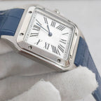 Ladies 34mm Square Quartz Watch Stainless Steel Case Leather Strap 2025 Movement