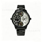 GESMART Men's Dual Time Zone Watch Steel Band Luminous Water Resistant Business