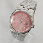 Men's 39.5mm Automatic Watch Coin Bezel Exhibition Back Cyclops Sapphire Crystal