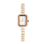 Women's Pearl Bracelet Quartz Watch, Slim Dial