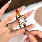 GESMART Women's Small Square Quartz Bracelet Watch Retro Vintage Style Premium Fashion