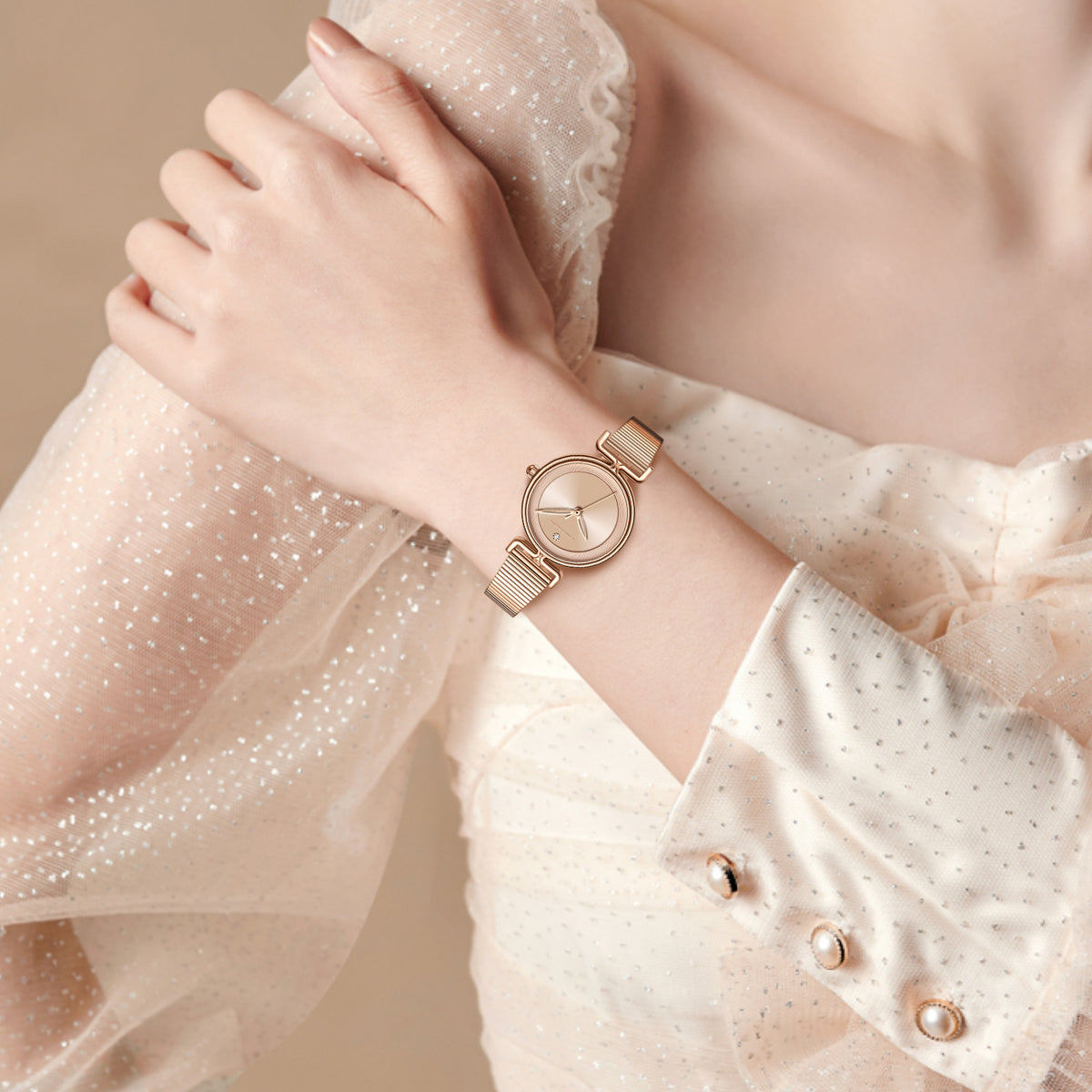 GESMART Women's Round Compact Dial Quartz Watch Japanese Movement Exquisite Minimalist