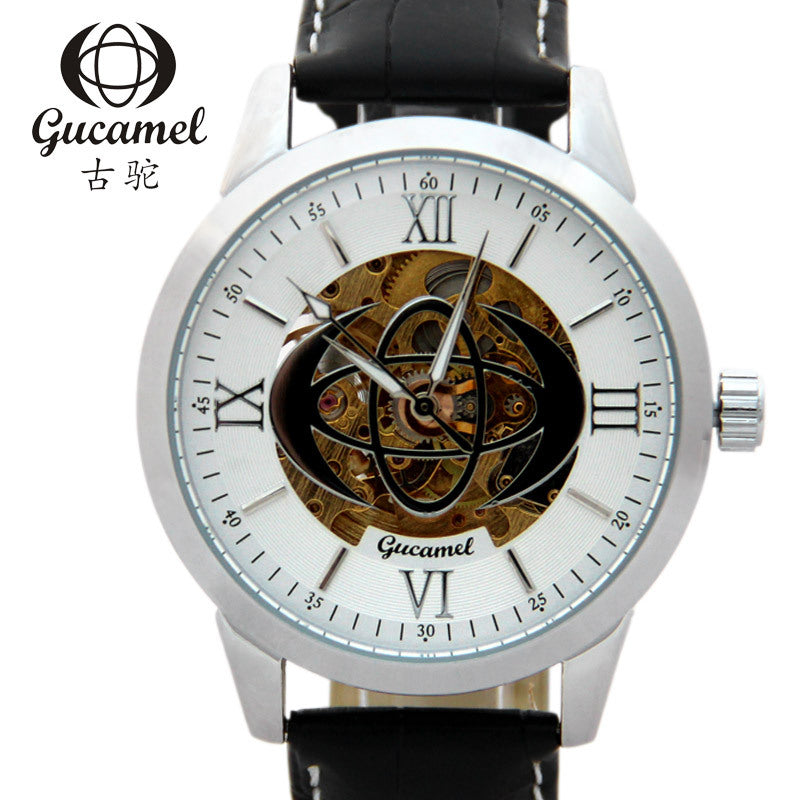 GESMART Men's Automatic Mechanical Watch Roman Numerals Skeleton Exhibition Case Back