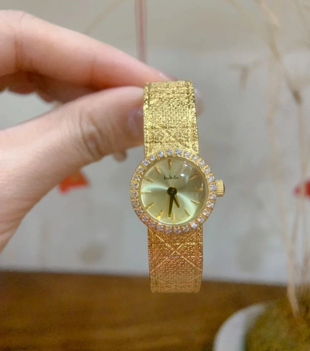 Babila Ladies Gold Wheat Dial Watch Japan Vintage Exquisite Small