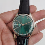 Men's 42mm Manual Wind Watch ST3600 Movement Green Gold Pumpkin Crown