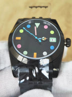 Men's 36mm PVD Black Oyster 5-Link Bracelet Colorful Lume NH35 Watch