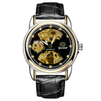 GESMART Men's Korean Style Double Sided Skeleton Automatic Mechanical Watch Business Fashion