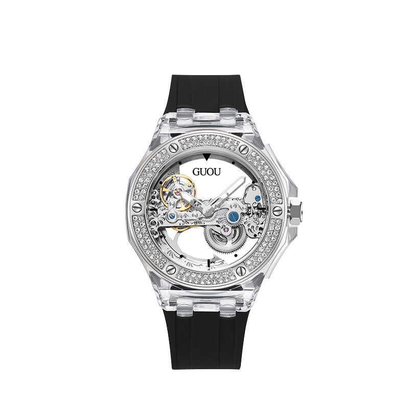 Women's Rhinestone Dial Watch with Soft Silicone Strap