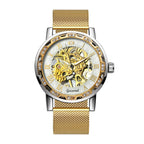 GESMART Men's Hand Winding Mechanical Skeleton Watch Crystal Studded Classic Casual Fashion