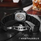 GESMART Men's Small Square Automatic Mechanical Skeleton Watch Luminous Water Resistant Fashion Trendy