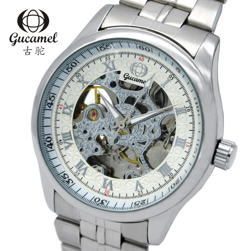 GESMART Men's Skeleton Engraved Automatic Mechanical Watch Exhibition Case Back Fashion