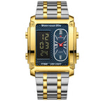 GESMART Men's Dual Movement Dual Display Square Digital Watch Multifunction Water Resistant Creative