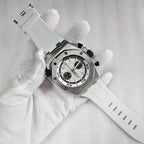 Men's 42mm Watch Dual Crown Steel Case Rubber Strap VK64 Movement