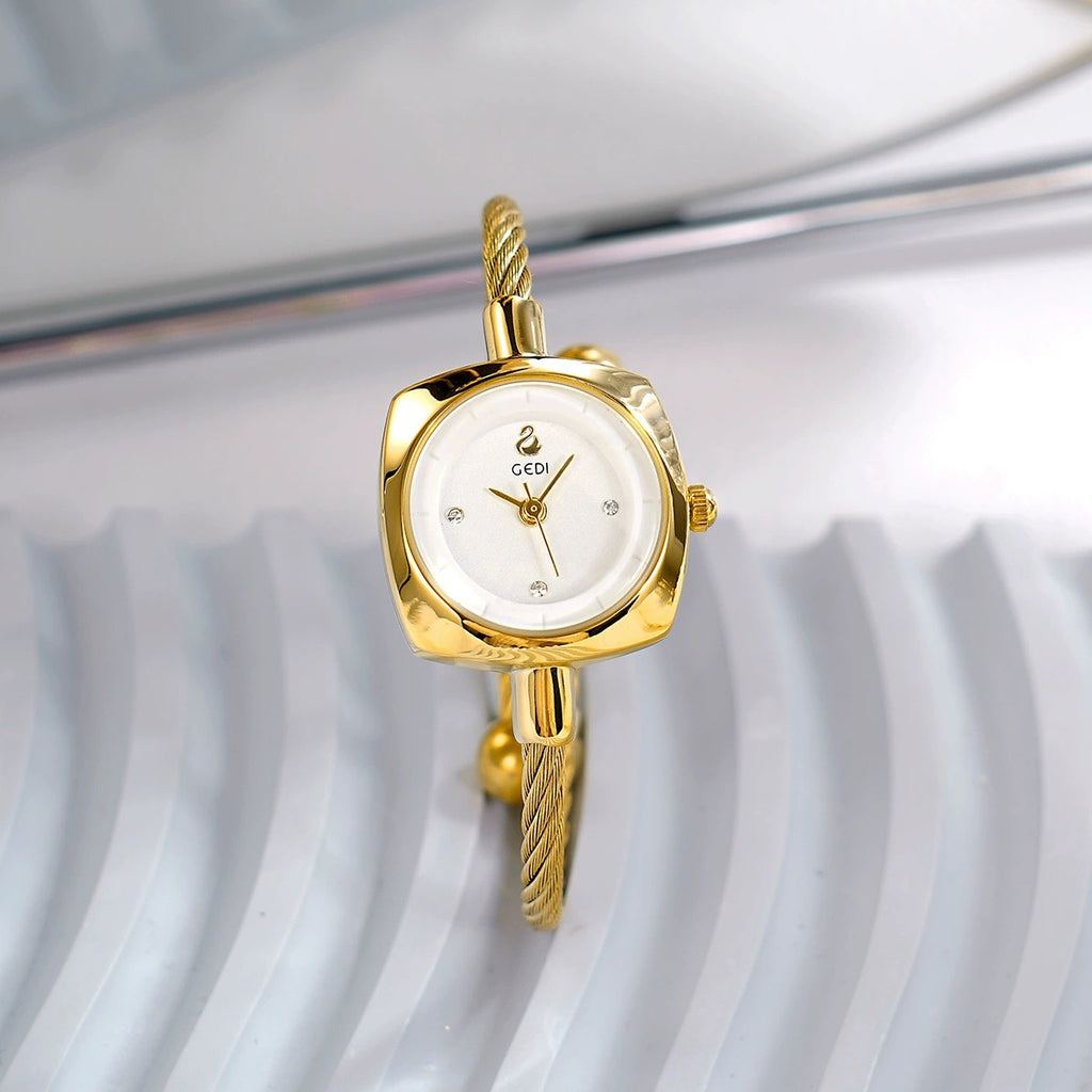 Women's Minimalist Swan Woven-Metal Bangle Quartz Watch