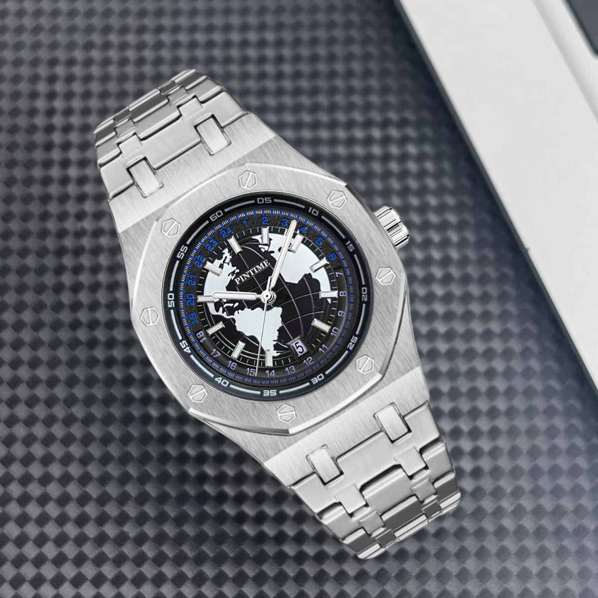 GESMART Men's New Wandering Earth Style Watch Water Resistant Luminous Calendar Steel Band Wristwatch