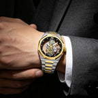 GESMART Men's Double Sided Transparent Skeleton Hand Winding Mechanical Watch Water Resistant Luminous