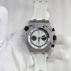Men's 42mm Watch Dual Crown Steel Case Rubber Strap VK64 Movement