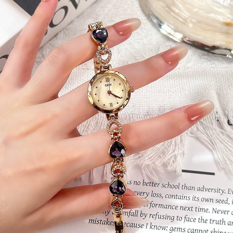 Women's Heart Rhinestone Vintage Bracelet Quartz Watch