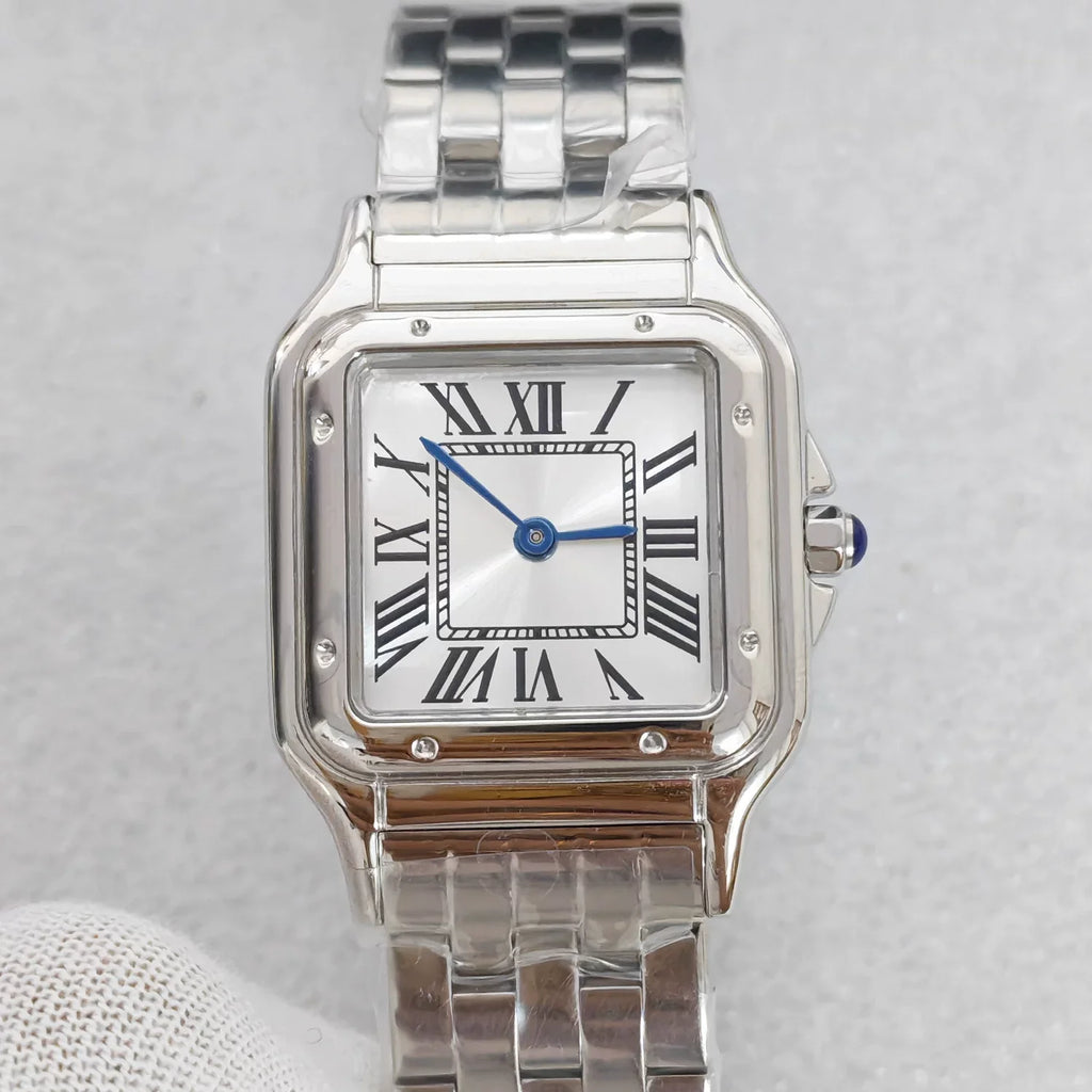 Ladies 27mm Square Quartz Watch Stainless Steel Case Bracelet VJ20 Movement