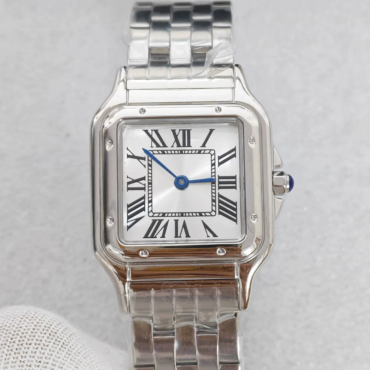 Ladies 27mm Square Quartz Watch Stainless Steel Case Bracelet VJ20 Movement