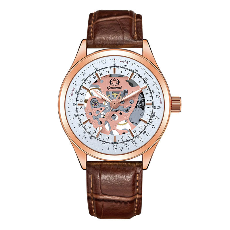 GESMART Men's Hand Winding Skeleton Mechanical Watch Casual Fashion Wristwatch
