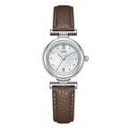 Women's Mother-of-Pearl Small Round Leather-Strap Quartz Watch