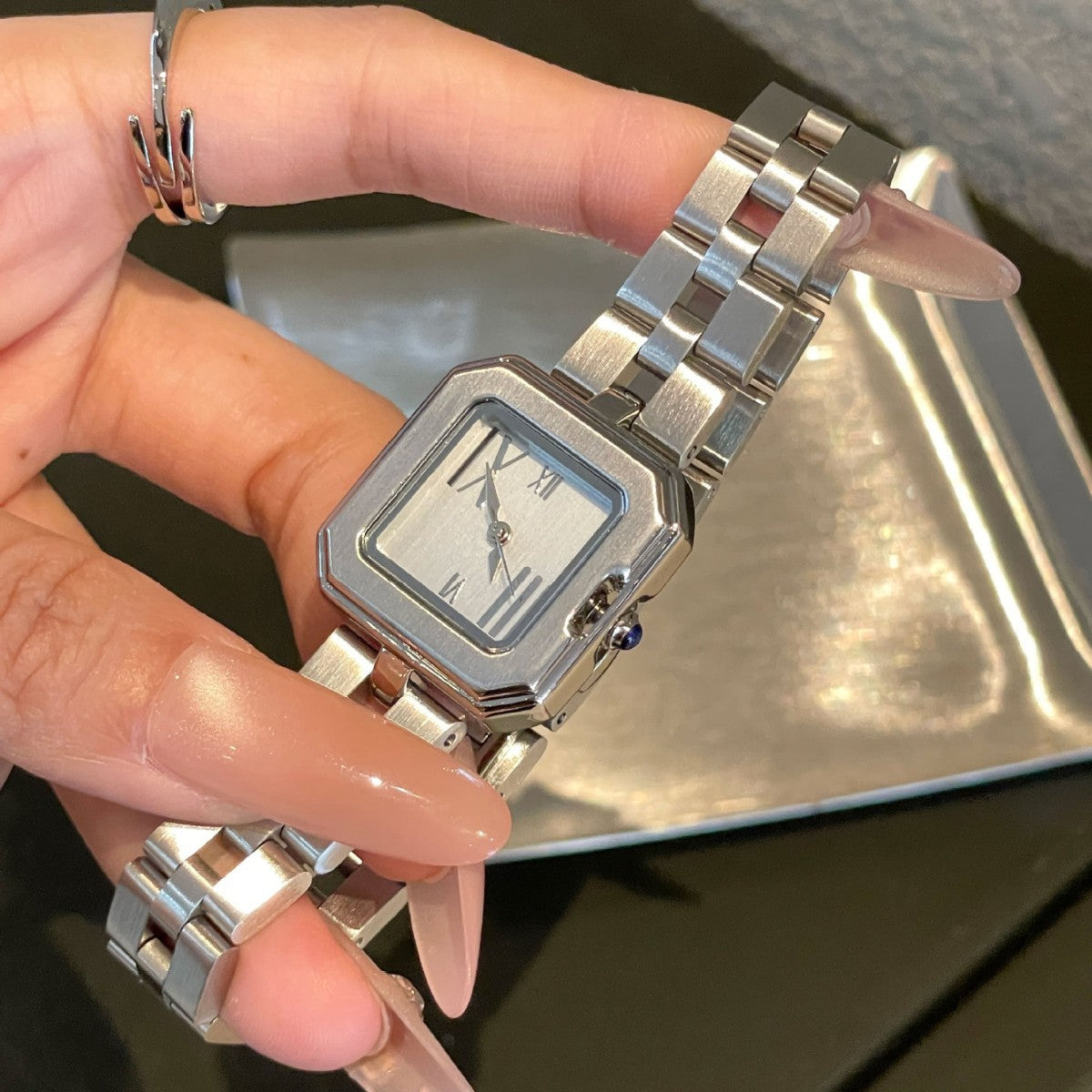 Women's Classic Square Steel-Band Quartz Watch