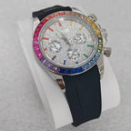 No Logo Men's 39mm Quartz Watch VK63 Sapphire Crystal Steel Bezel Rubber Strap